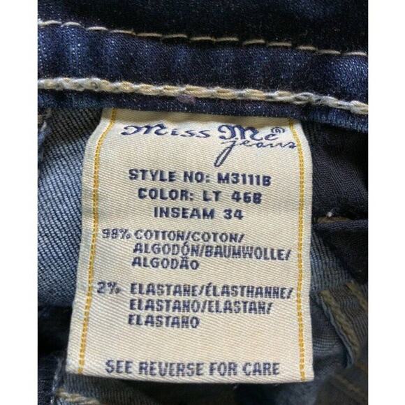 Miss Me Jeans Rhinestones Distressed Women's Size 28 Bootcut Medium Wash Denim - Picture 11 of 12
